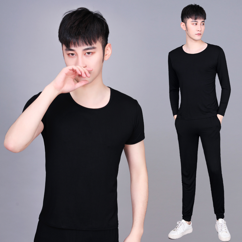 Dance costume practice suit men's student body dress modern Latin dance plus size long sleeve top radish pants set