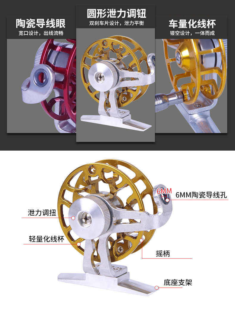 Ice удочкой 新款迷你冬钓冰钓竿全套金属轮座短节便捷式钓鱼竿软尾海钓筏钓竿 Fish haha