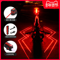Bicycle tail light Spider laser tail light waterproof USB charging night riding warning light mountain bike accessories
