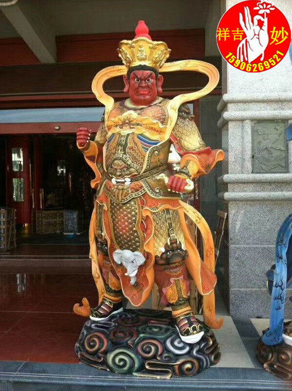 FRP extremely colorful four heavenly kings stand like the four King Kong Dharma protectors with good wind and rain and four Dharma protector gods ornaments 3 meters