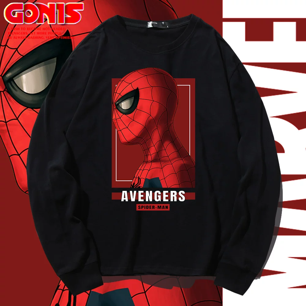 Футболка Avengers, тонкая хлопковая с длинным рукавом и круглым вырезом