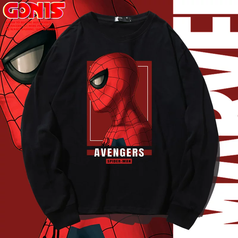 Футболка Avengers, тонкая хлопковая с длинным рукавом и круглым вырезом