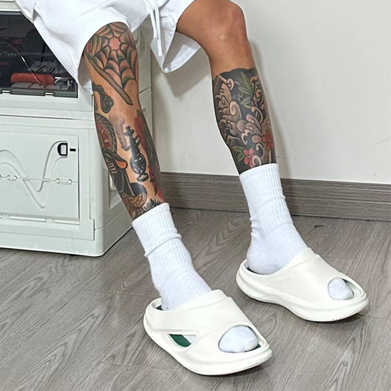 Men's Summer Mid-Calf Socks, Pure Cotton, White, Thin, Slouch Socks, Thickened Towel Bottom, Long Socks, Odor-Resistant, Warm, for Sports