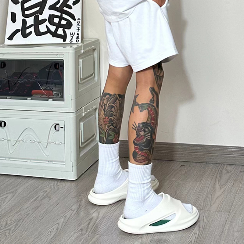 Men's Mid-Calf Socks for Spring and Summer, Thin Pure Cotton Short Socks, White Towel Bottom Sports Long Socks, Men's Anti-Odor Socks