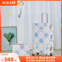 Day Ensemble High Face Value Suitcase Woman Plaid Retro Suitcase 20 Inch Small Pull Bar Case Universal Wheel 24 Large Capacity