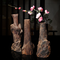 Dead wood flower flower arrangement tea room desktop ornaments Zen living room exhibition hall decoration pastoral creative solid wood dried flower bottle