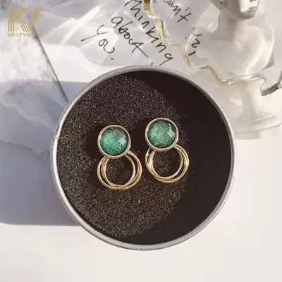 2021 new fresh forest crystal sterling silver earrings female exquisite small ring Korean temperament net red product trend