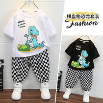 Boy Summer Clothing Suit 2022 New Trendy Children Summer Dinosaur Short Sleeve Foreign Air Cartoon Handsome 2 sets