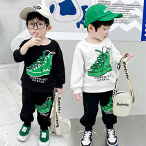 Boy suit Spring-autumn-style male baby Wei clothing fried street Two sets of children Spring clothes boy Yangqi Han version Chaotong Childrens clothes