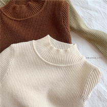 Girls  semi-turtleneck knitted bottoming shirt Bottoming sweater with childrens autumn and winter bottoming top Baby bottoming shirt