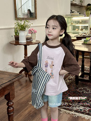 ເສື້ອຍືດເດັກນ້ອຍ summer 2024 summer boys and girls cartoon Korean letter casual letter short-sleeved T-shirt Western style loose top