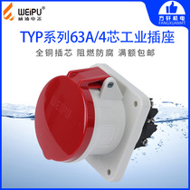 Weipu TYP5918 industrial plug concealed straight socket connector 63A 4-core IP44 WEIPU