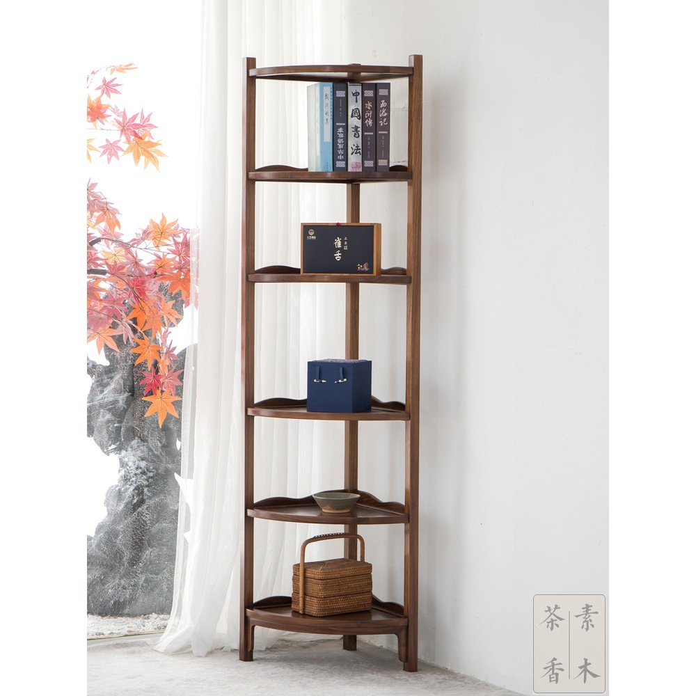 Brief arrival of new Chinese bookcase solid wood shelve bookcase against wall bou ancient frame meditation black walnuts tripod