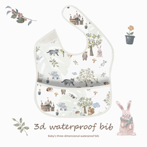 Infant bibs saliva pockets three-dimensional eating pockets no-wash waterproof male and female baby bibs childrens smocks reverse dressing