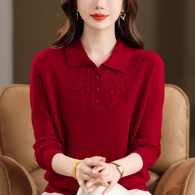 2026 New Model 100% Pure Cashmere Sweater for Women, Middle-Aged Women's Polo Collar Full Wool Base Layer Top 2026 New Model 100% Pure Cashmere Sweater for Women, Middle-Aged Women's Polo Collar Full Wool Base Layer Top