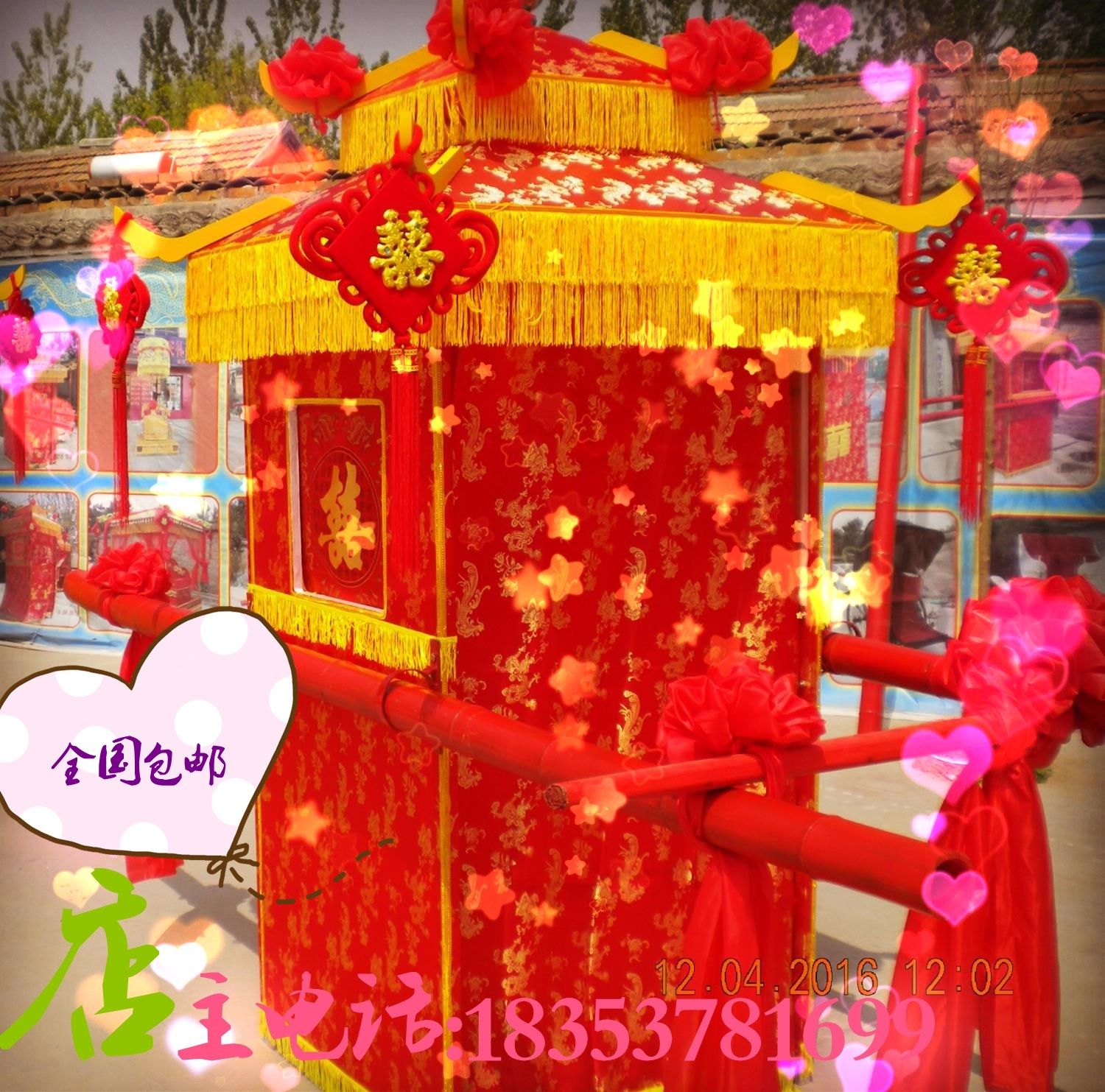 Chinese style flower sedan wedding celebration sedan wedding of a pro-palanquin palanquin wedding with four lift eight lift double top flower car manufacturer direct sale
