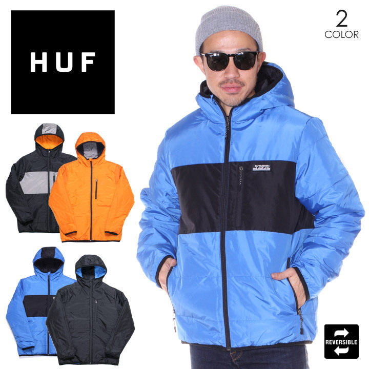 HUF 復古山系雙面穿着夾棉尼龍夾克戶外流行連帽鋪棉外套外套防水防風