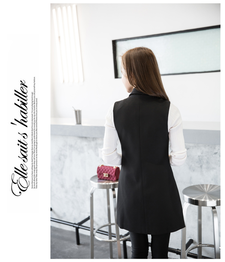 Bộ vest vest nữ dài phần 2018 xuân hè mới của phụ nữ phiên bản Hàn Quốc của áo khoác vest không tay thon gọn thời trang nữ 2021