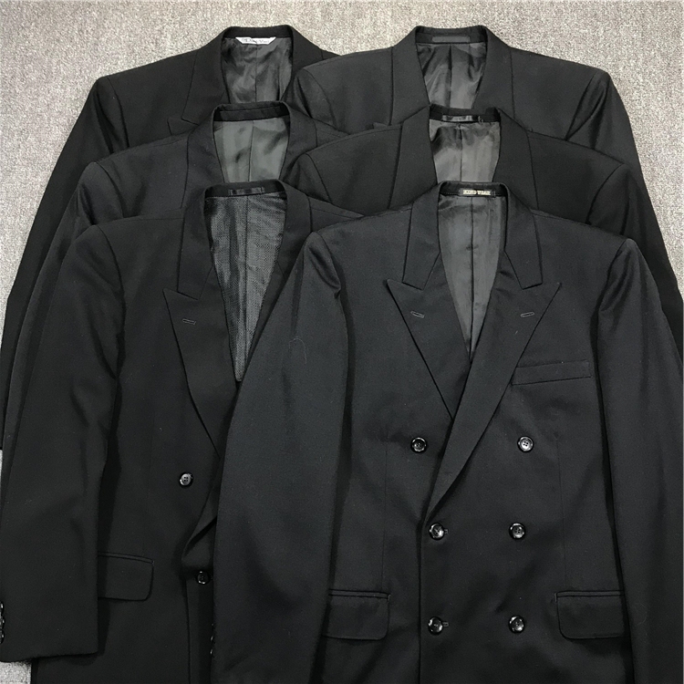 Vintage Retro Men's and Women's Fashion Double-Breasted Pure Black Suit Wide Lapel Casual Blazer