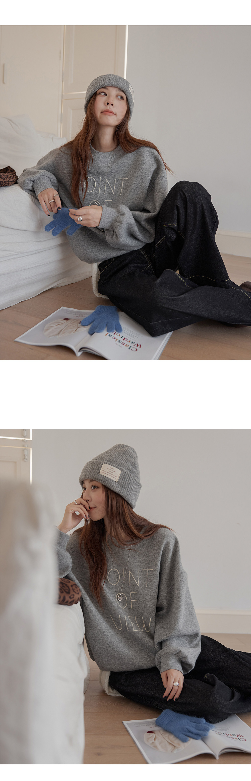 VNOOK толстовка с контрастной вышивкой букв женская зимняя утепленная свободная корейский стиль с капюшоном