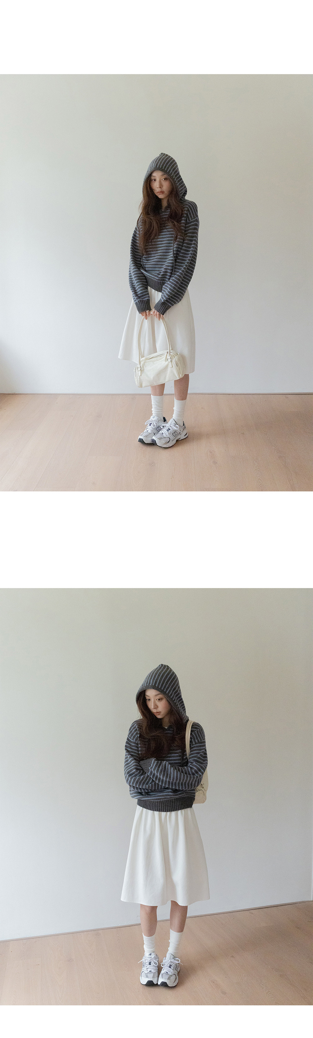 VNOOK женский свитер с капюшоном свободного кроя из шерсти в полоску универсальный весенний