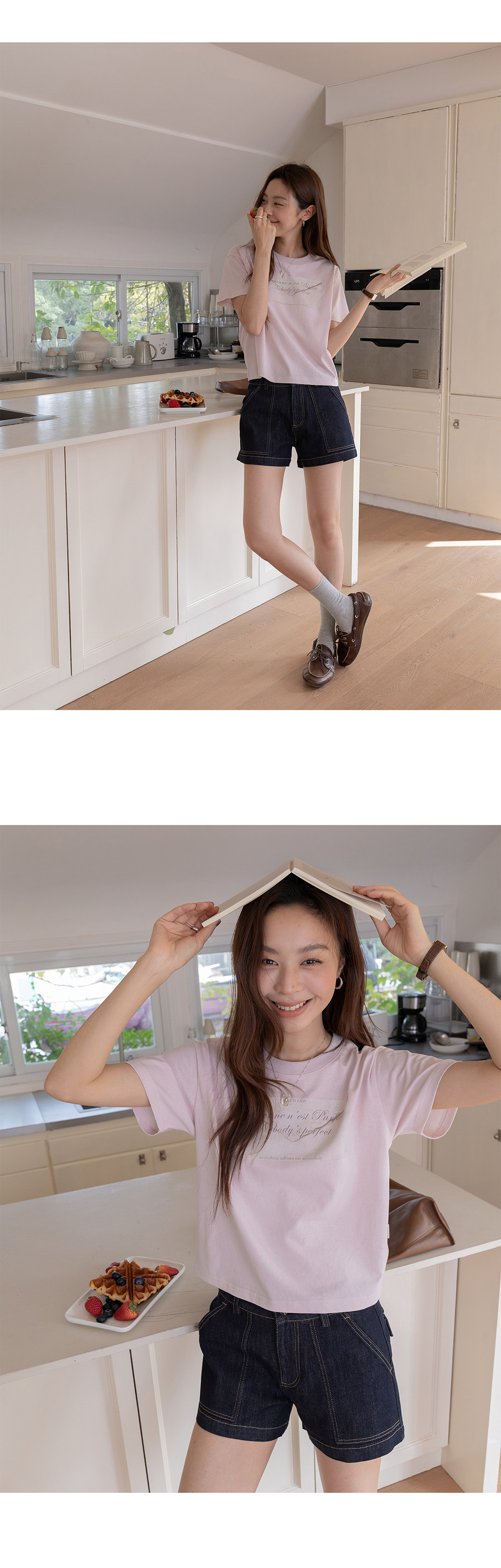 VNOOK женская футболка с высокой талией короткого кроя с короткими рукавами 2026 весна-лето новая вязаная слегка свободная с принтом круглый вырез стройнящая блузка