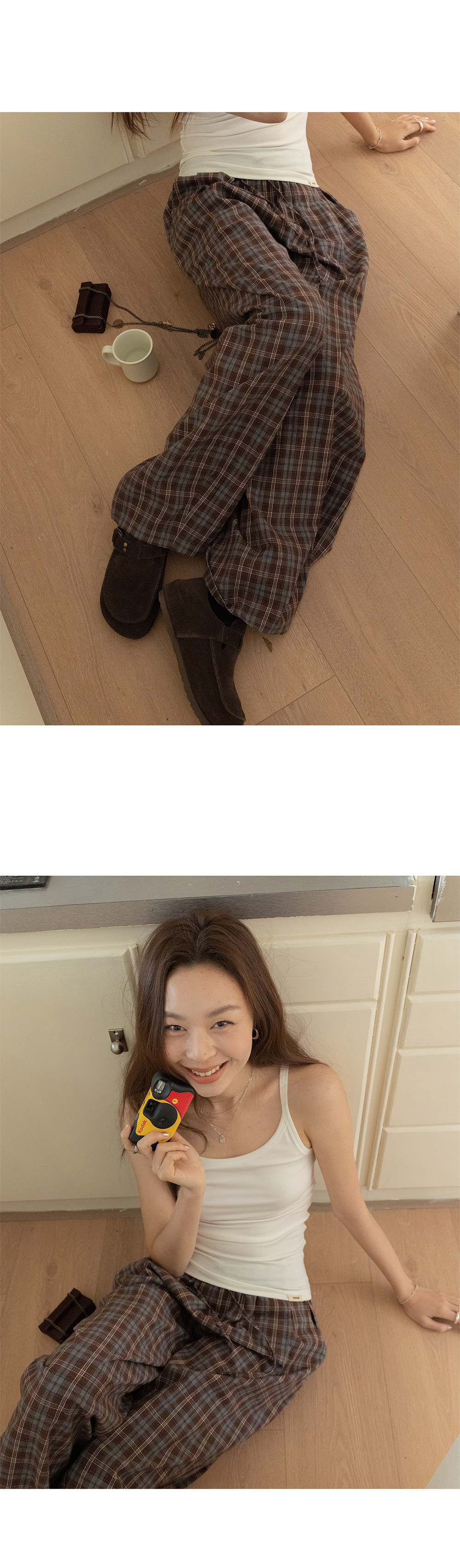 VNOOK женские широкие брюки из хлопка в клетку с эластичным поясом, весна 2026