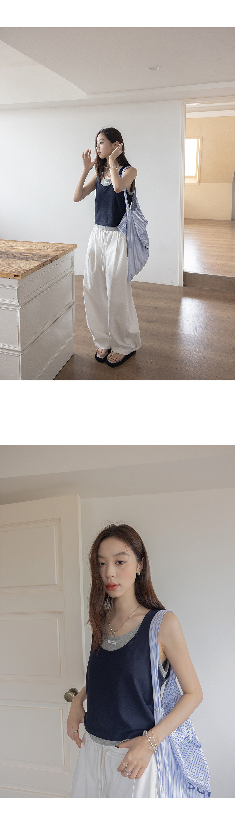 VNOOK женская майка на бретельях с U-образным вырезом и контрастной отделкой, легкая тонкая безрукавная футболка, комплект из двух предметов для летнего сезона