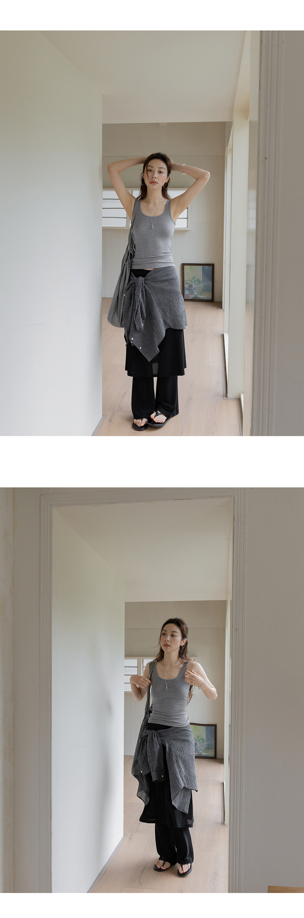 VNOOK черные широкие брюки-юбка с кулиской для женщин в стиле casual с драпировкой и стройнящим эффектом