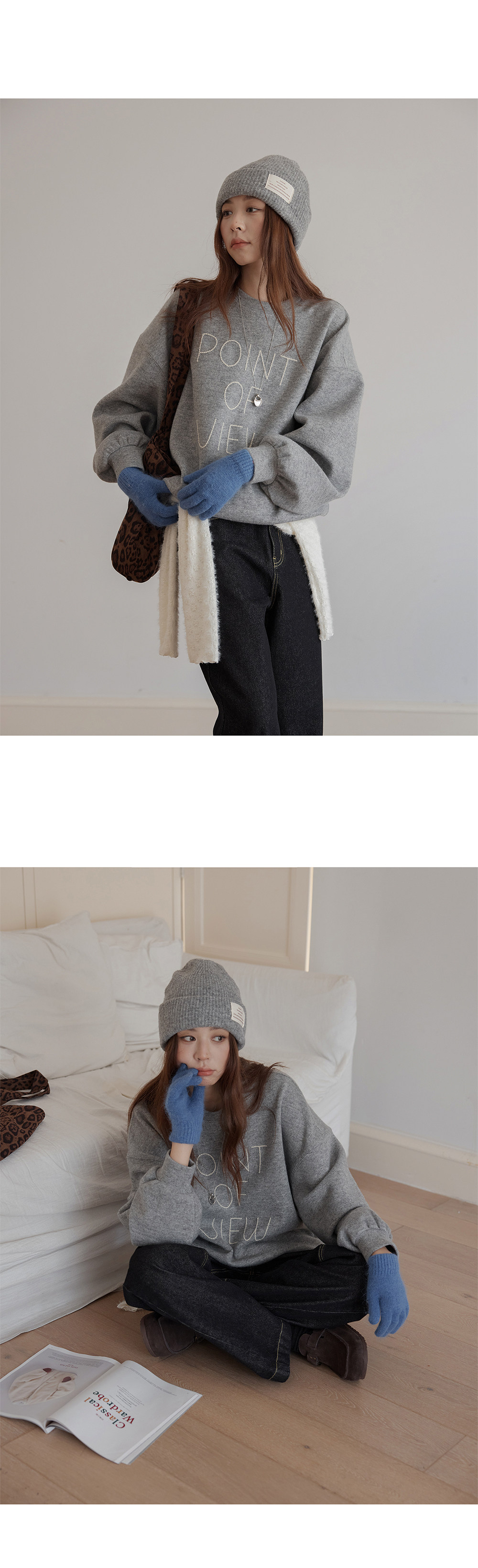 VNOOK толстовка с контрастной вышивкой букв женская зимняя утепленная свободная корейский стиль с капюшоном