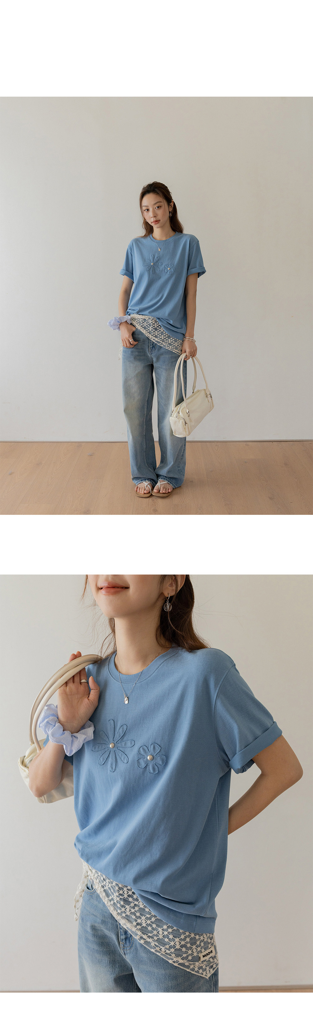 VNOOK женская футболка с круглым вырезом и аппликацией с вышивкой, новинка весна-лето 2026, трикотажная хлопковая свободная повседневная однотонная блузка с коротким рукавом