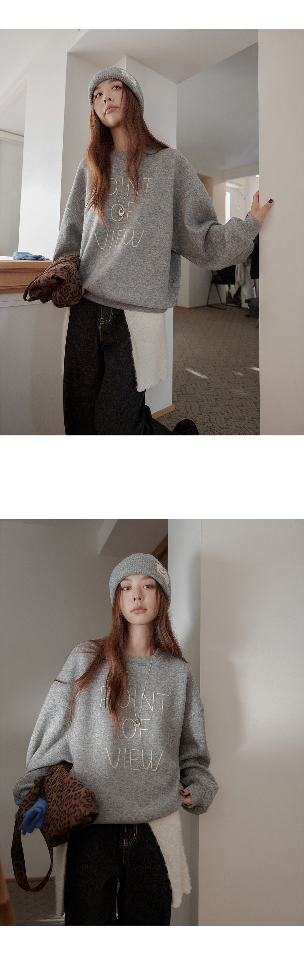 VNOOK толстовка с контрастной вышивкой букв женская зимняя утепленная свободная корейский стиль с капюшоном