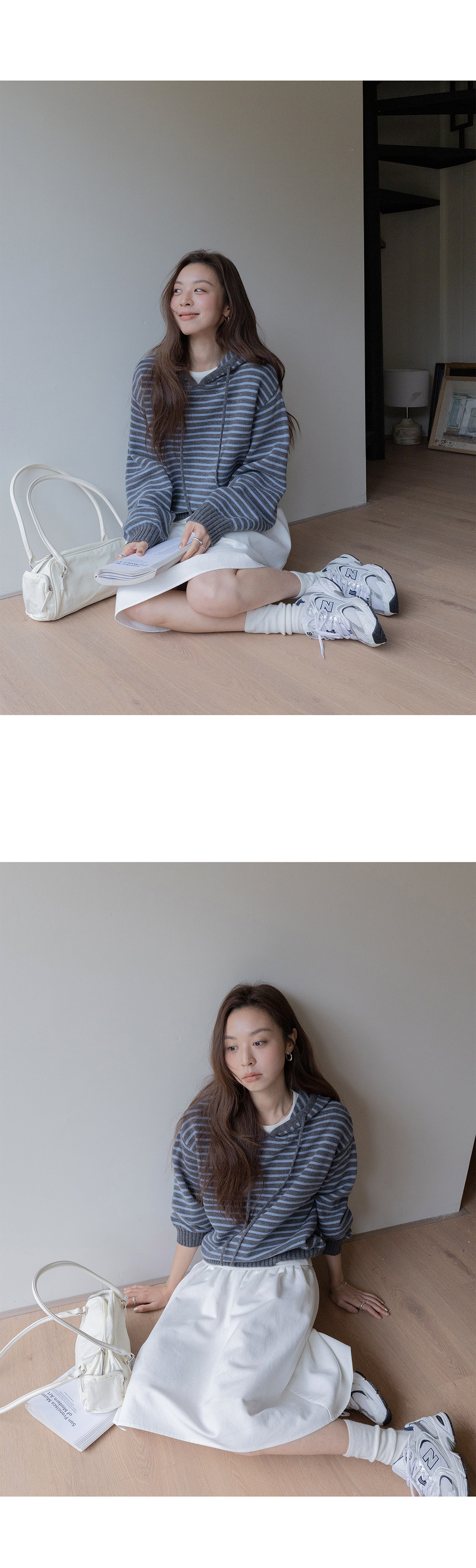 VNOOK женский свитер с капюшоном свободного кроя из шерсти в полоску универсальный весенний