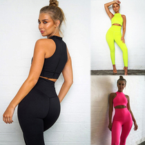 Fluorescent Yoga Clothing Fitness Set Women High elastic Leggings Yoga Set Top