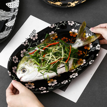 12-inch light lavish style cutlery fish dishes Home New Steamed Fish Pan Big creative fish Rectangular Trays