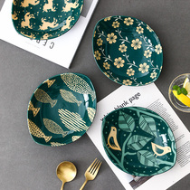 Day-Style Cutlery Ceramic Soup Pan Dishes Creative Mesh Red Plates Good-Looking Plates Saucer Dishes Home Dish Deep Rice Dish