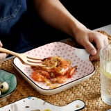 Интернет -знаменитость ins neric creative plate печь для выпечки для выпечки керамики с ручкой с ручкой западной посуды блюдо