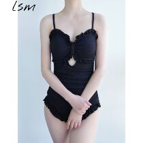 Net Red Conjoined Fairy Swimsuit Sexy ins Sgust with small chest and back cover slim swimsuit 2021 new summer