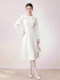 French Elegant Style White Lapel Dress for Women 2026 Summer Long-Sleeved Waist-Cinching A-Line Dress for Date and Party Wear