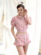 Chanel-Style Elegant Pink Outfit with Doll Collar and Puff Sleeves, French-Style 2026 Super Trendy Outfit Set