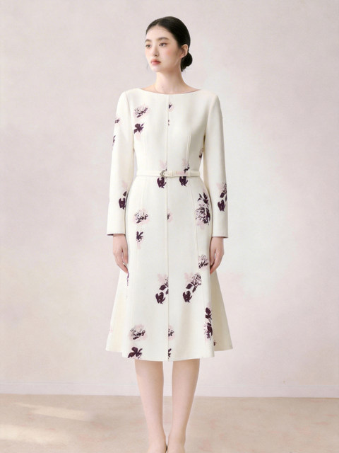 Age-Reducing, Powerful Aura Dress with Print, Waist-Cinching, Elegant for Work, Gentle and Generous, Luxurious High-End Dress for Summer 2026