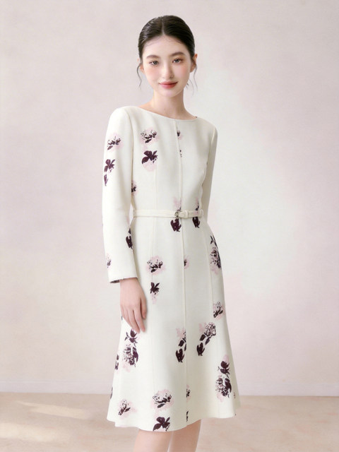 Age-Reducing, Powerful Aura Dress with Print, Waist-Cinching, Elegant for Work, Gentle and Generous, Luxurious High-End Dress for Summer 2026