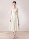 Elegant Sleeveless Suspender Dress 2026 Summer Waist-Cinching Slimming White Mid-Length Dress with a High-End French Minimalist Style
