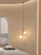 Creative ball glass bedside chandelier long line double head light luxury personality Nordic master bedroom background wall small chandelier