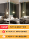 Nordic Master Bedroom Bedside Small Chandelier, Modern Minimalist Grille Background Wall Decoration, Iron Straight Rod Glass Light Luxury Chandelier