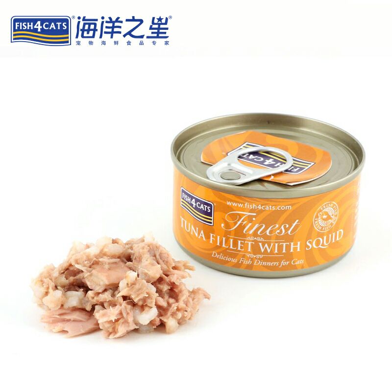 Mực sao biển + Mực Công thức tự nhiên Mèo đóng hộp Thức ăn cho mèo Ăn vặt 70g đồ ăn cho mèo