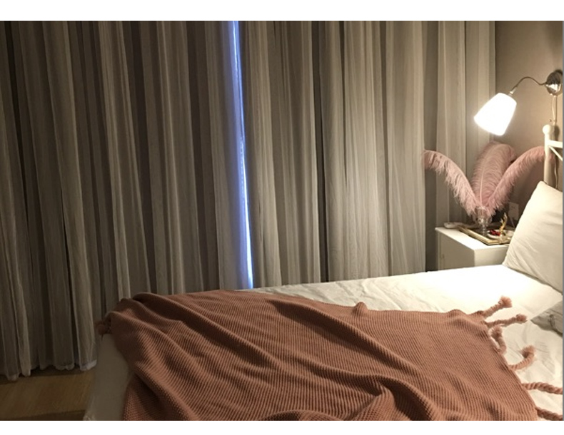 Bắc Âu đơn giản rèm cửa phòng ngủ lưới màu đỏ in gió cô gái bay cửa sổ bóng râm Hàn Quốc ấm áp cao cấp đôi - Phụ kiện rèm cửa ray rèm