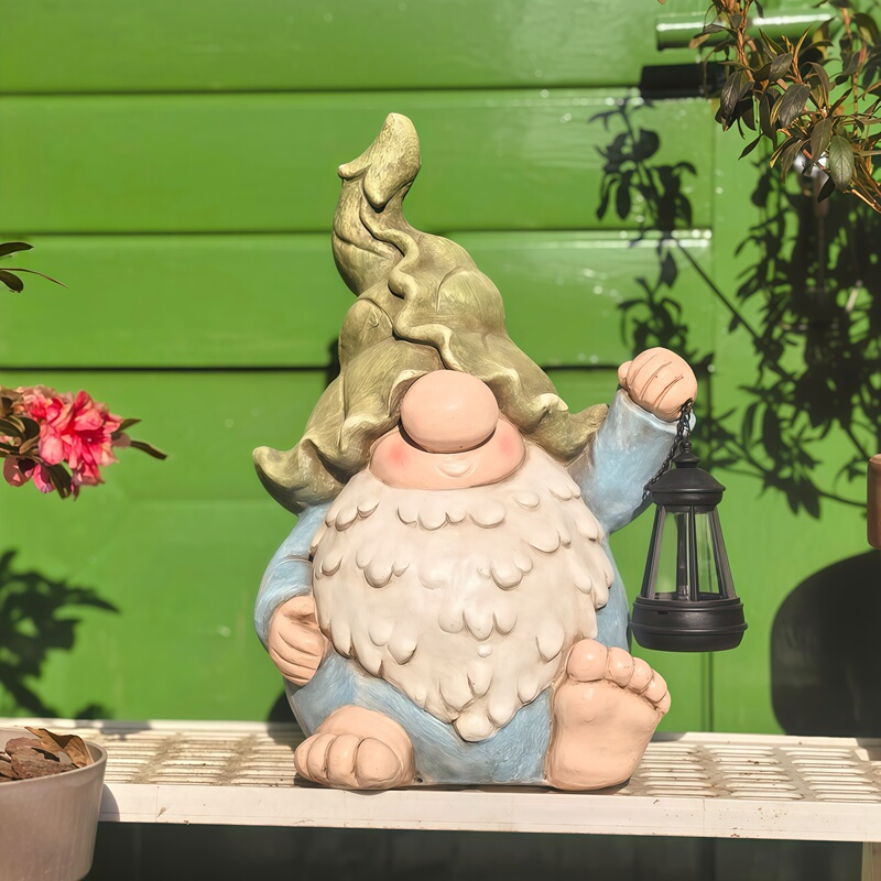 37cm Tall Garden Ornament, Outdoor Gnome Solar Light, Can Be Inserted with Mugwort Incense, Garden Decoration, Sun-Resistant and Rain-Resistant