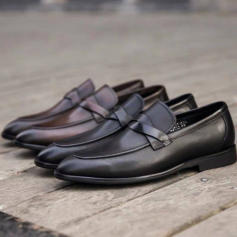 Set to make high-end flat bottom shoes Leisure Deodorant Leather Shoes custom set foot shoes 35 36 37 49 50 50 Outer Genuine Leather