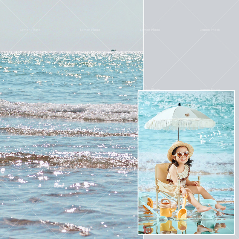 Summer Sea Children's Atmosphere-Themed Swimwear Photo Backdrop Seaside Beach Vacation Style Commercial Photo Backdrop